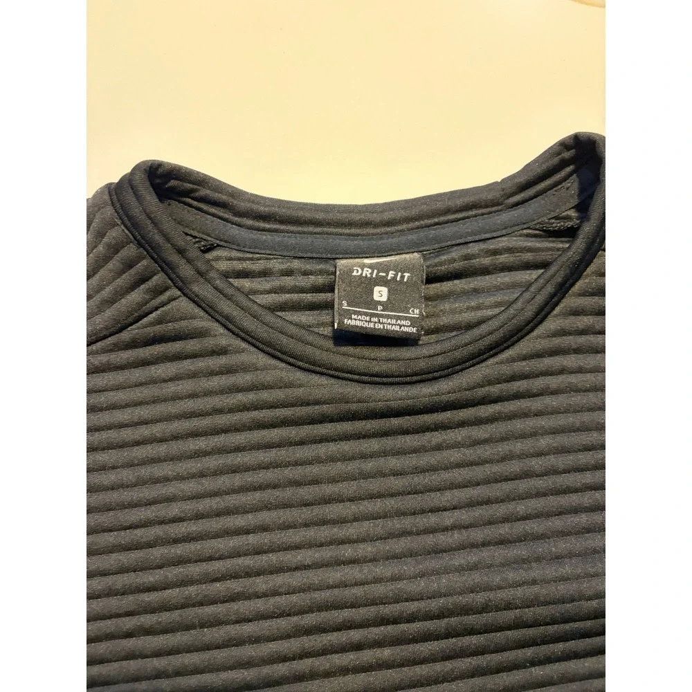 Nike Dri-FIT Ribbed Crewneck Sweatshirt Black Just Do It Logo Women's S